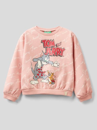Kids' Benetton Oversized Tom & Jerry Sweatshirt Soft Pink | NZ622363