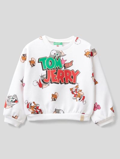 Kids' Benetton Oversized Tom & Jerry Sweatshirt White | NZ714549