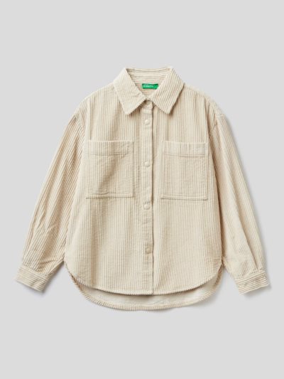 Kids' Benetton Oversized Velvet Shirts Creamy White | NZ175001