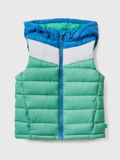 Kids' Benetton Padded Color Block Vest Green | NZ265899