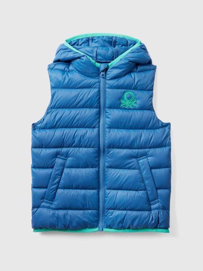 Kids' Benetton Padded Hood Jackets Bright Blue | NZ827173