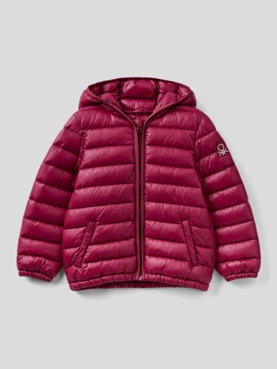 Kids' Benetton Padded Hood Jackets Burgundy | NZ176991