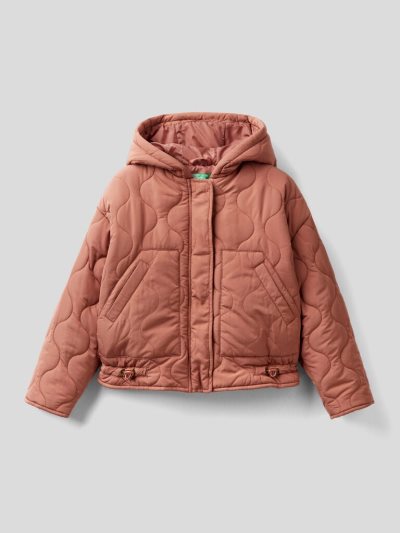 Kids' Benetton Padded Hood Jackets Burnt | NZ320331