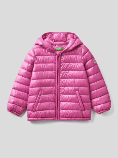 Kids' Benetton Padded Hood Jackets Cyclamen | NZ315170