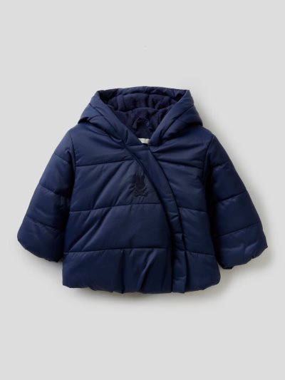 Kids' Benetton Padded Hood Jackets Dark Blue | NZ523325