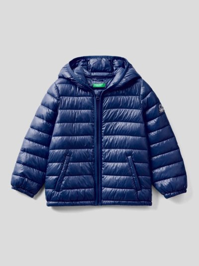 Kids' Benetton Padded Hood Jackets Dark Blue | NZ750633