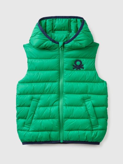 Kids' Benetton Padded Hood Jackets Green | NZ178018