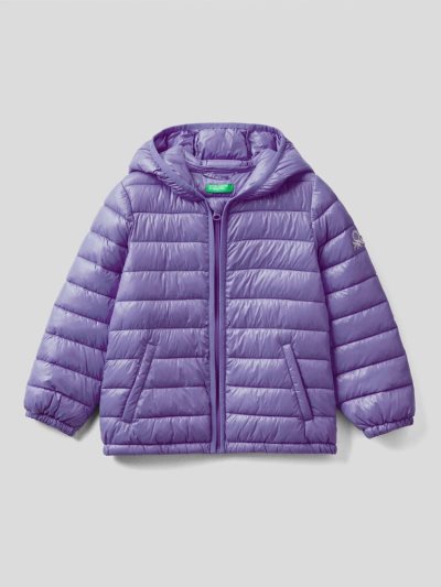 Kids' Benetton Padded Hood Jackets Lilac | NZ371296