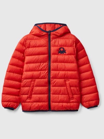 Kids' Benetton Padded Hood Jackets Red | NZ840235