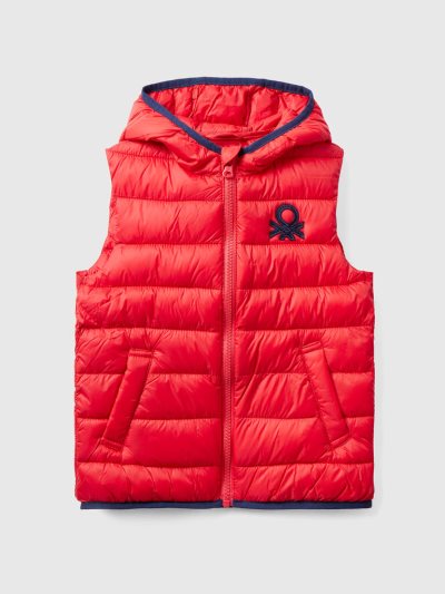 Kids' Benetton Padded Hood Jackets Red | NZ952100