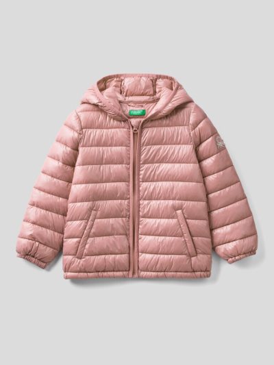Kids' Benetton Padded Hood Jackets Soft Pink | NZ606337