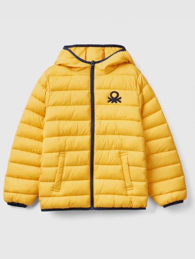 Kids' Benetton Padded Hood Jackets Yellow | NZ111025