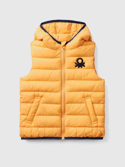 Kids' Benetton Padded Hood Jackets Yellow | NZ155089