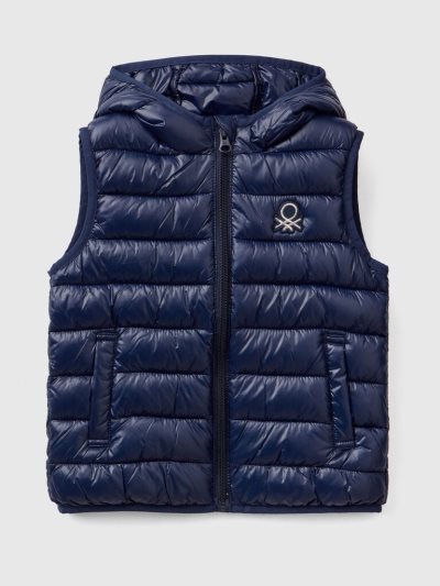 Kids' Benetton Padded Hood Light Jackets Dark Blue | NZ569074