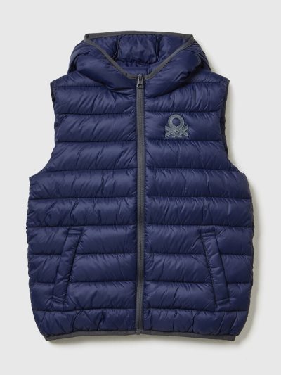 Kids' Benetton Padded Hood Light Jackets Dark Blue | NZ699370