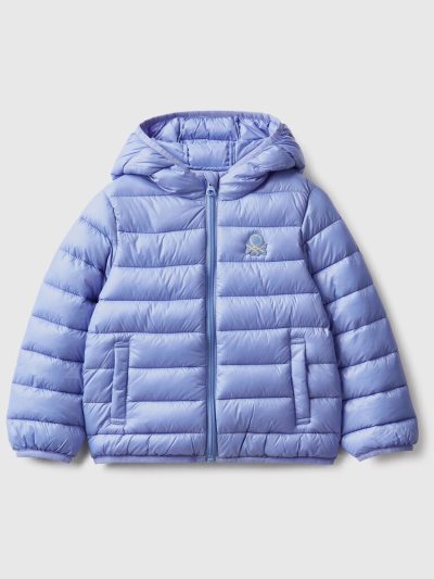 Kids' Benetton Padded Hood Light Jackets Periwinkle | NZ748512