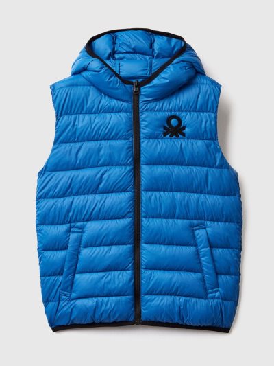 Kids' Benetton Padded Hood Light Jackets Bright Blue | NZ906163