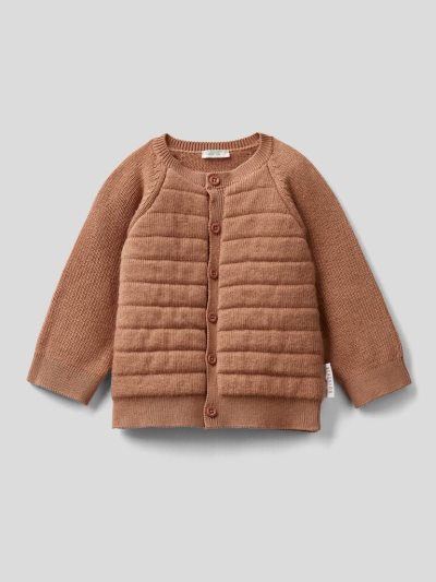 Kids' Benetton Padded Knit Cardigan Brown | NZ302694
