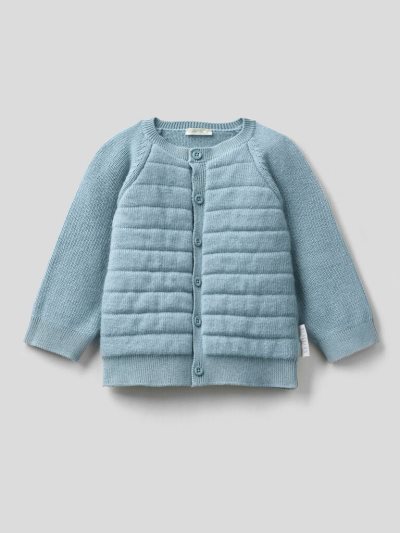 Kids' Benetton Padded Knit Cardigan Light Blue | NZ442070