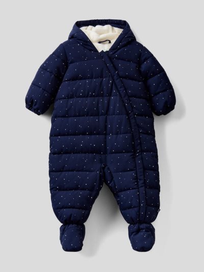 Kids' Benetton Padded Micro Print Jumpsuit Dark Blue | NZ697948