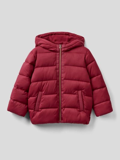 Kids' Benetton Padded "Rain Defender" Light Jackets Burgundy | NZ531246