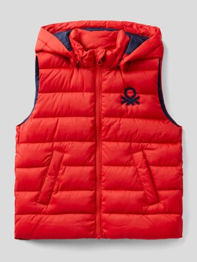 Kids' Benetton Padded Removable Hood Vest Red | NZ298238