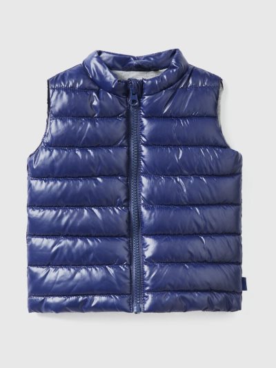 Kids' Benetton Padded Technical Fabric Vest Dark Blue | NZ447569