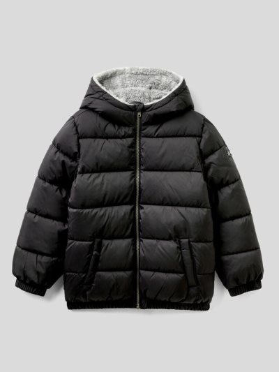 Kids' Benetton Padded Teddy Interior Jackets Black | NZ408153