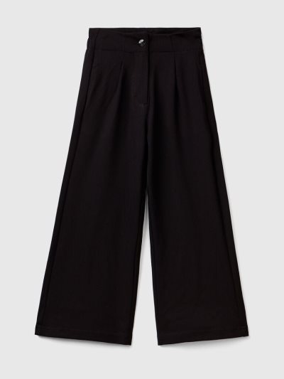 Kids' Benetton Palazzo Elastic At Back Trousers Black | NZ476810