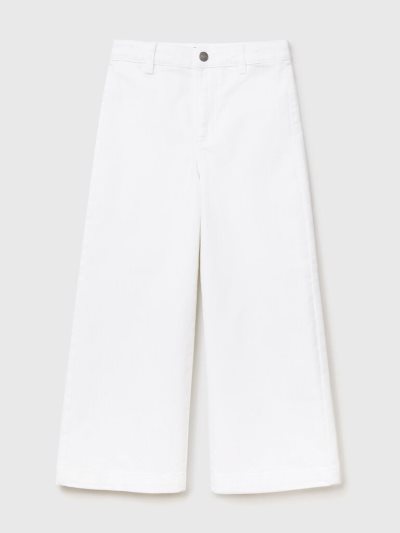Kids' Benetton Palazzo Stretch Cotton Trousers White | NZ047320