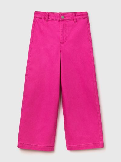 Kids' Benetton Palazzo Stretch Cotton Trousers Fuchsia | NZ563884