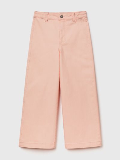 Kids' Benetton Palazzo Stretch Cotton Trousers Soft Pink | NZ748464