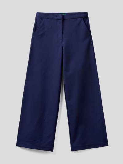 Kids' Benetton Palazzo Viscose Blend Trousers Dark Blue | NZ140349