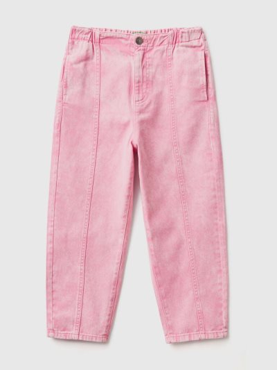 Kids' Benetton Paperbag 100% Cotton Trousers Pink | NZ370587