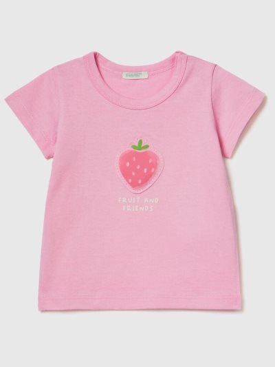 Kids' Benetton Patch And Print T Shirts Pink | NZ965484