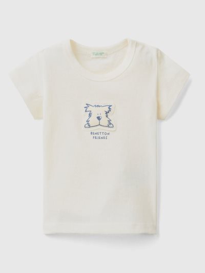 Kids' Benetton Patch And Print T Shirts Creamy White | NZ998789