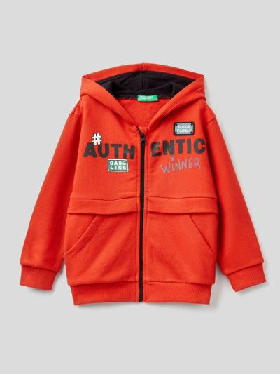 Kids' Benetton Patch Hoodie Red | NZ682463