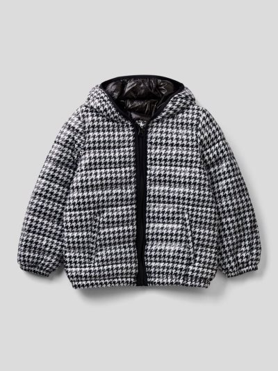 Kids' Benetton Pattern Print Padded Padded Jackets Black | NZ102074