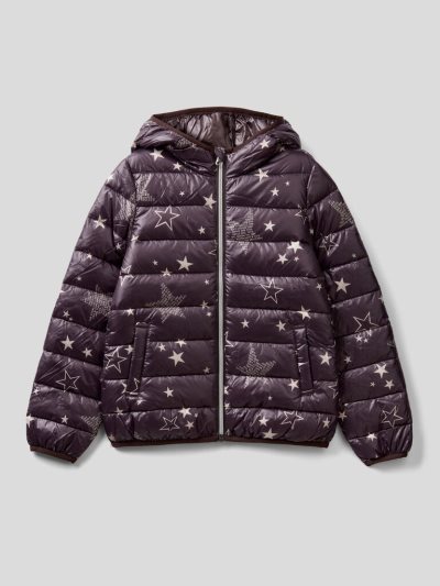 Kids' Benetton Pattern Print Puffer Padded Jackets Dark Grey | NZ799297