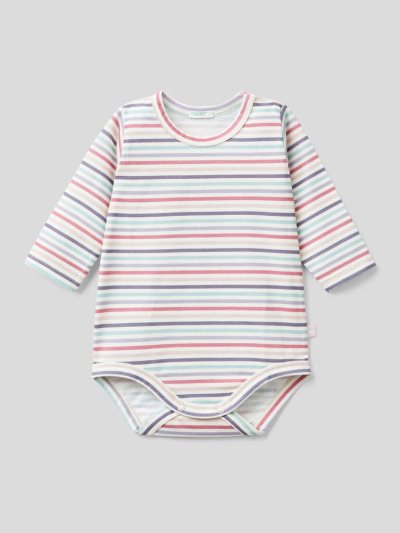 Kids' Benetton Patterned 100% Organic Cotton Bodysuits Pastel Pink | NZ066737