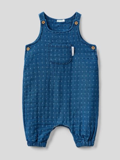 Kids' Benetton Patterned Denim Dungarees Dark Blue | NZ477437