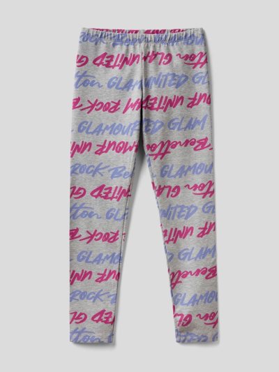 Kids' Benetton Patterned Print Leggings Light Grey | NZ043885