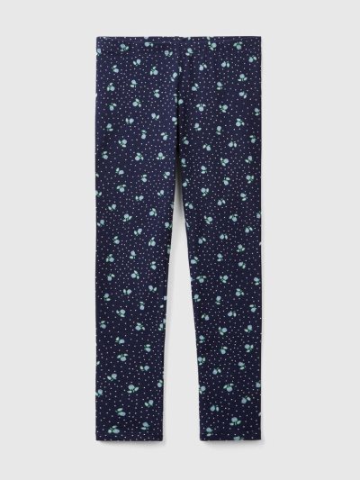 Kids' Benetton Patterned Print Leggings Dark Blue | NZ409918