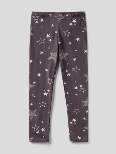 Kids' Benetton Patterned Print Leggings Dark Grey | NZ554643