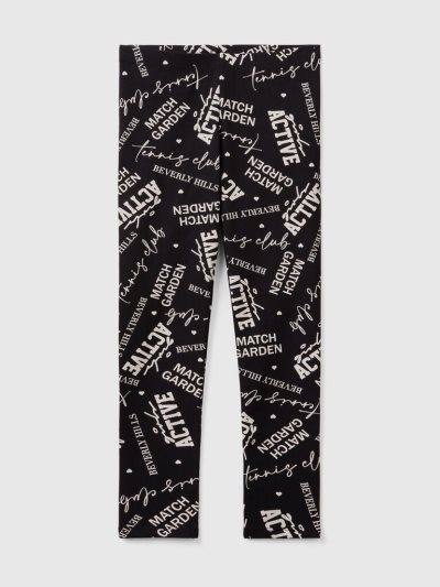 Kids' Benetton Patterned Print Leggings Black | NZ812599