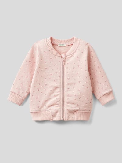 Kids' Benetton Patterned Pure Organic Cotton Sweatshirt Pink | NZ615357