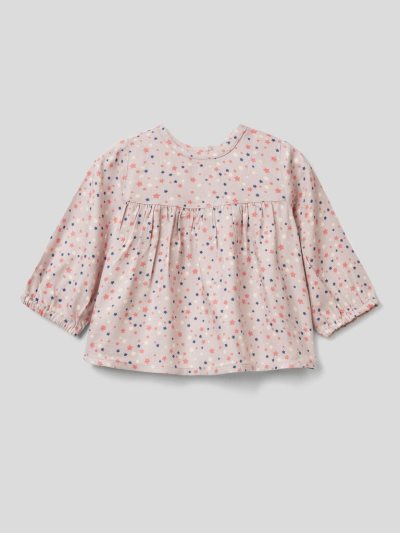 Kids' Benetton Patterned Pure Viscose Blouse Soft Pink | NZ205880