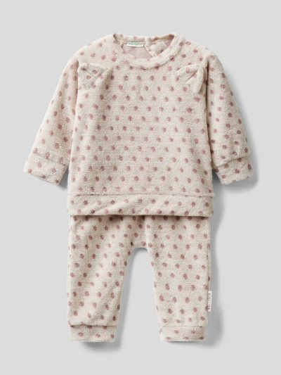 Kids' Benetton Patterned Set Viscose Blend Dungarees Soft Pink | NZ478553