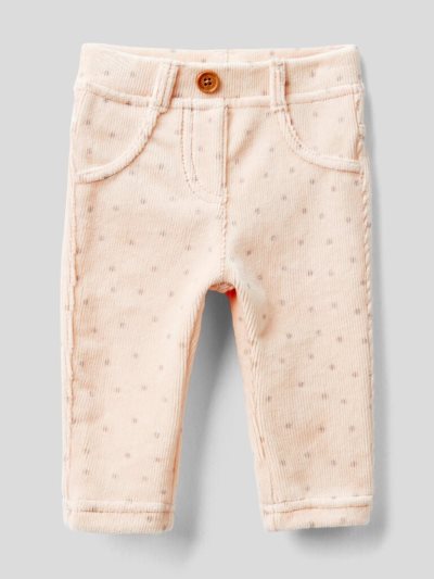 Kids' Benetton Patterned Stretch Chenille Trousers Soft Pink | NZ201256