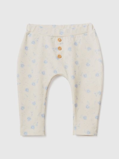 Kids' Benetton Patterned Stretch Cotton Leggings Vanilla | NZ548325